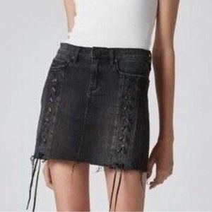 NWT Blank NYC Black Denim mystique Lace up mini Skirt Size 27